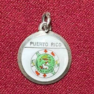 Vintage 800 Silver Great Seal Charm w. Coat of Arms For Puerto Rico